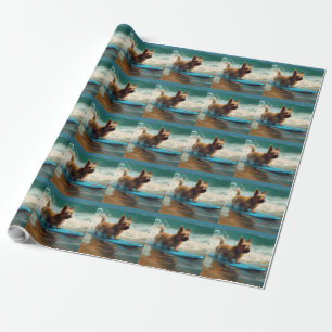 Australiensisk terrier strand surfing målning presentpapper