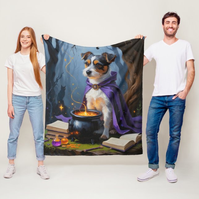 Australiensisk terrier Whimsical Halloween-målning Fleecefilt (På plats)