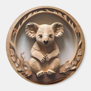 Australiensisk trädknuffare: Koalabjörn Trätryck Magnet