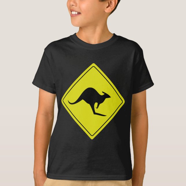 australiensisk vägskyltkänguru Australien Tee Shirt (Framsida)
