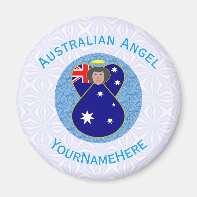 Australiensiska Angel Blue Vit Personlig Magnet (Framsidan)