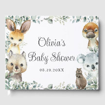Australiensiska djur Grönska Neutral Baby Shower