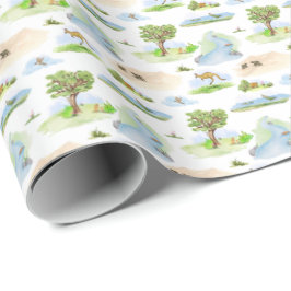 Australiensiska djur Toile (Original) Inpackningsp Presentpapper
