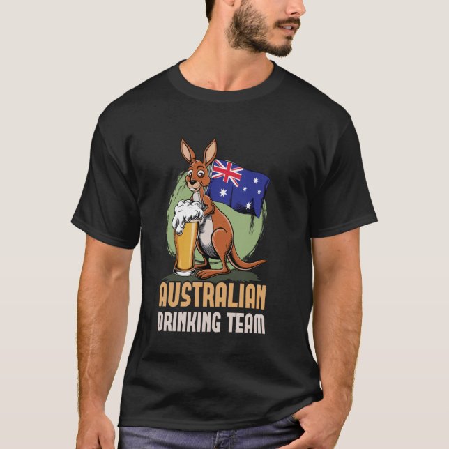 Australiensiska Drickande Lag Australienska Flagga T Shirt (Framsida)
