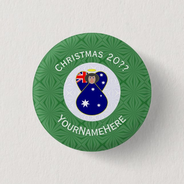Australiensiska Flaggan Ängel Jul Personlig  Knapp (Framsida)