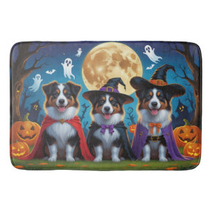 Australiensiska Herdehundar Pumpa Halloween Rollig Badrumsmatta