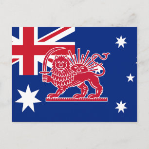 Australiensiska iranska lejon- och solarvflagga vykort