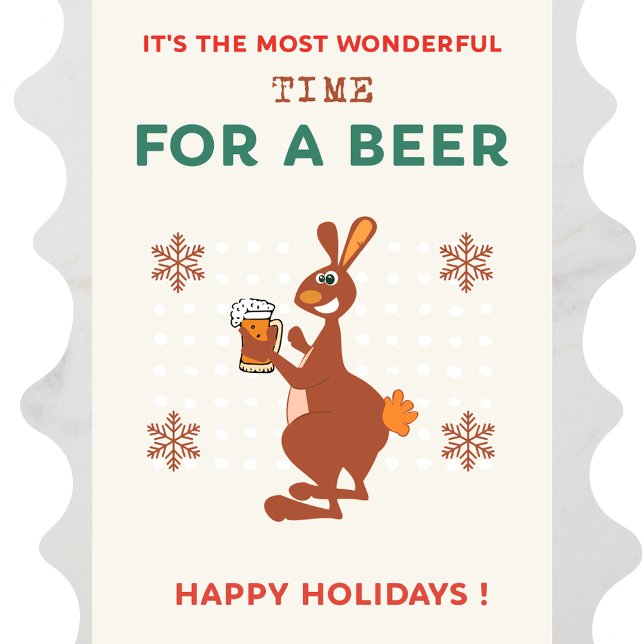 Australiensiska julkort Rollig Aussie Öl (Kangaroo-christmas-cards-Australian-Beer-1)