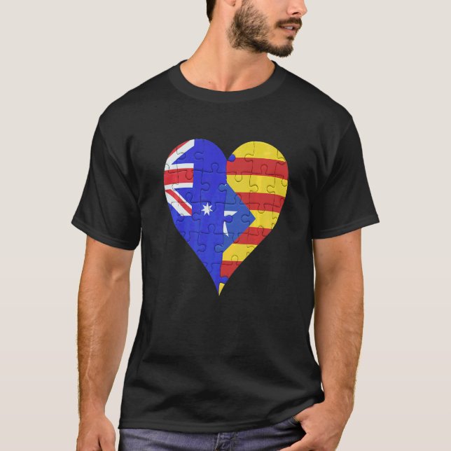 Australiensiska katalanska flagghjärta t shirt (Framsida)