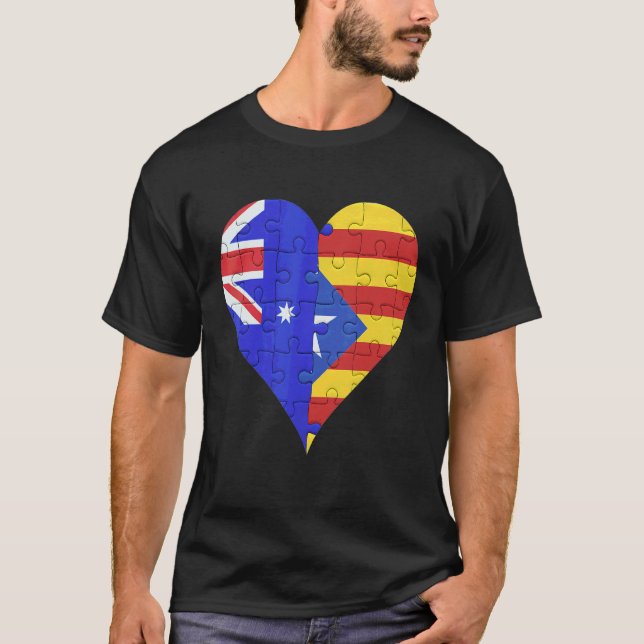 Australiensiska katalanska flagghjärta t shirt (Framsida)