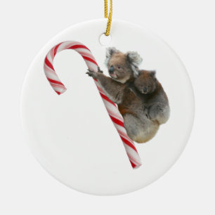 Australiensiska Koalabjörnar för candy cane Julgransprydnad Keramik