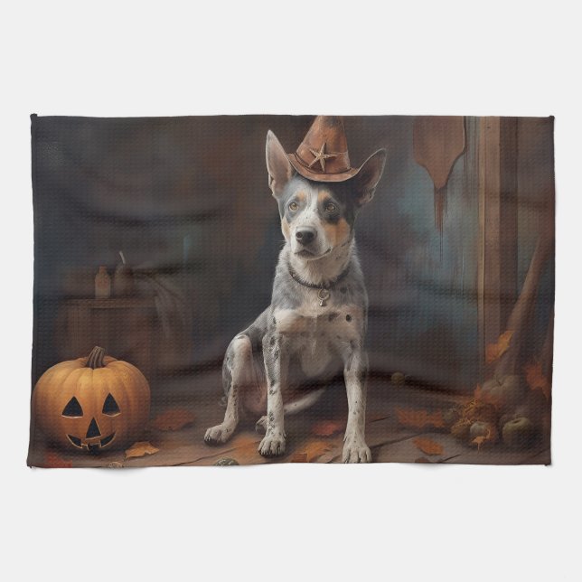 Australiensiska Nötkött Pumpor Halloween Skräck Kökshandduk (Horisontell)