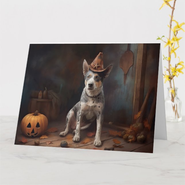 Australiensiska Nötköttspumpor Halloween Skräckinj Kort (Gul blomma)