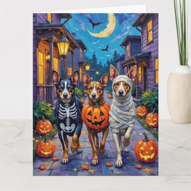Australiensiska nötkreatur går runt på halloween kort (Framsida)
