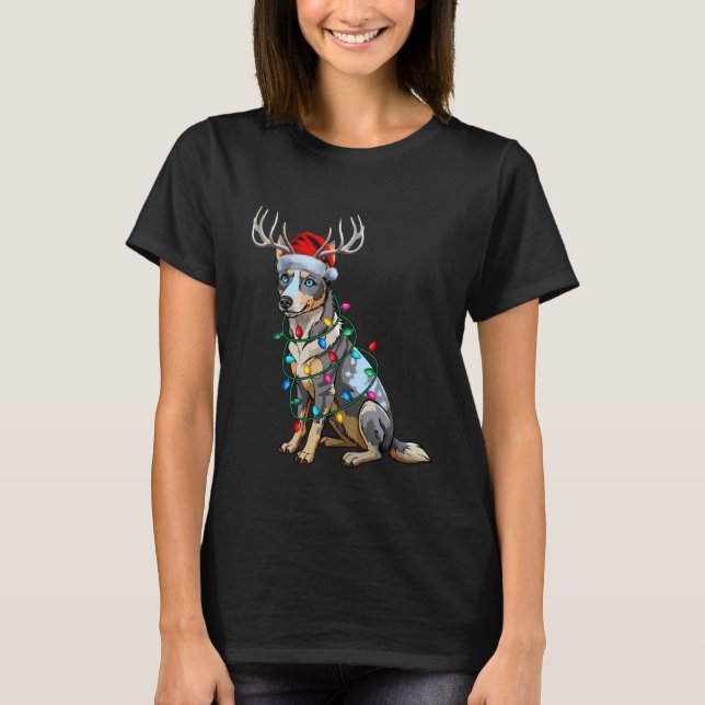 Australiensiska Nötkreatur Julbelysning Tomtehatt  T Shirt (Framsida)