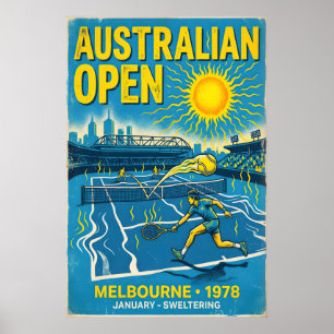 Australiensiska öppna Vägkonst Vintage Tennisaffis Poster