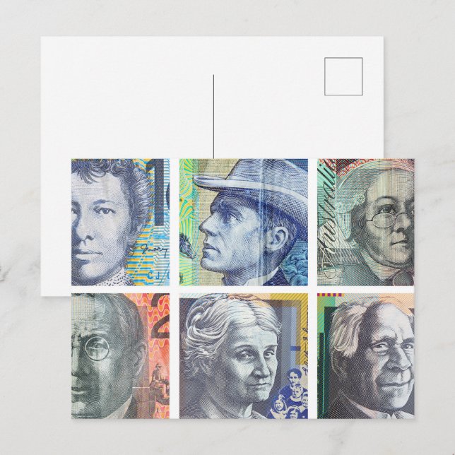 australiensiska pengar dollar vykort (Fram/baksida)
