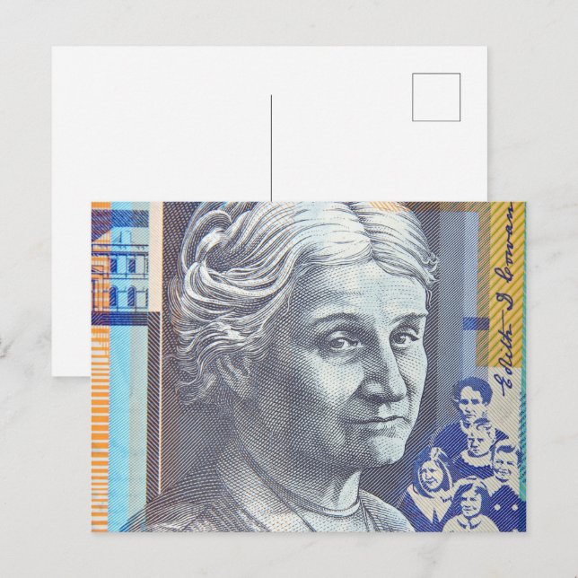 australiensiska pengar dollar vykort (Fram/baksida)