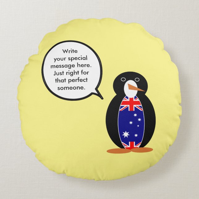 Australiensiska Talande Ms Penguin Personlig  Rund Kudde (Framsidan)