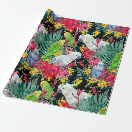 Australiensiska tropiska papegojor svart presentpapper