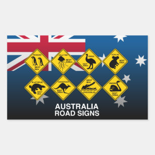 Australiensiska vägmärken rektangulärt klistermärke