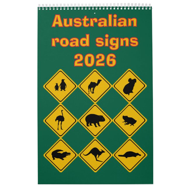 Australiensiska vägskyltar 2026 kalender (Omslag)