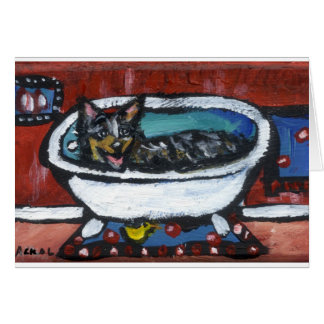 Australiensiskt nötkreatur förföljer badet hälsningskort