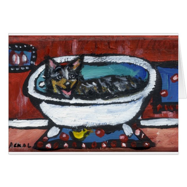 Australiensiskt nötkreatur förföljer badet hälsningskort (Framsidan Horizontal)