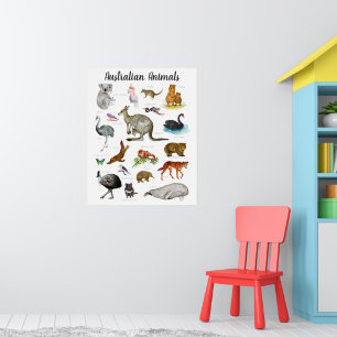 Australienska djur Utbildning Lärande Klassrum Poster