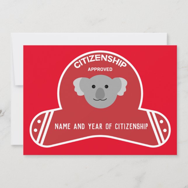 Australienskt medborgarskap present för gratulatio tack kort (Framsida)