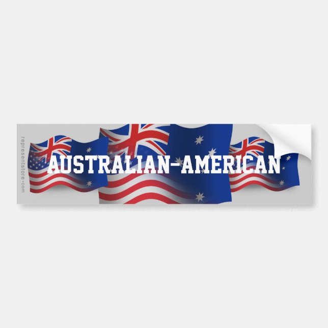 Australier-Amerikan som vinkar flagga Bildekal (Framsidan)