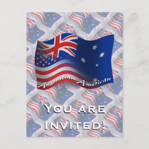 Australisk-amerikanska Waving Flagga Inbjudningar