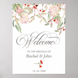 Australisk Blommigt Grått Calligraphy Välkommen Br Poster