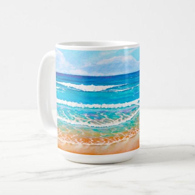 Australisk Blue Beach Painting Summer Kaffemugg (Framsida vänster)