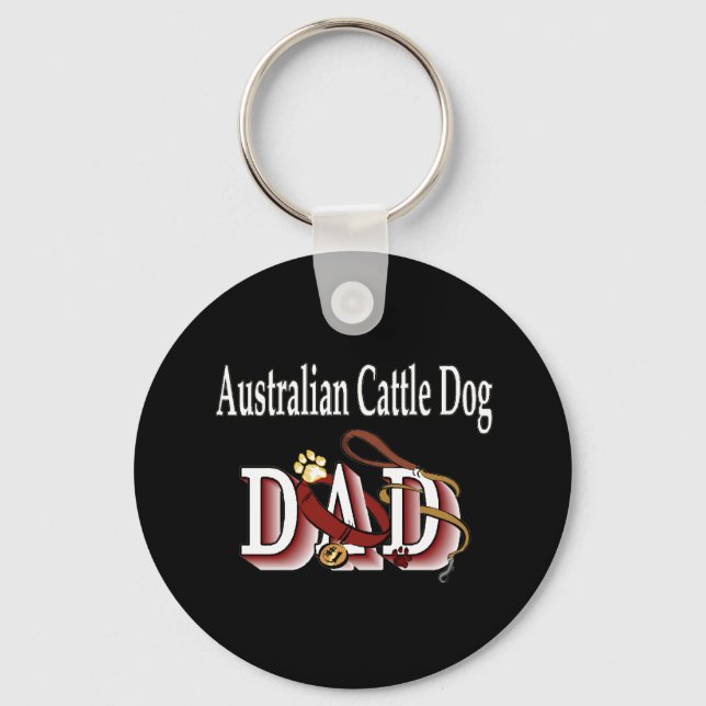 Australisk boskap hund pappa Keychain Nyckelring (Framsida)