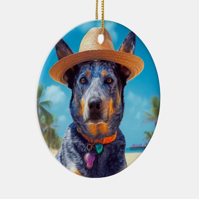 Australisk boskap på Beach,hundälskare sommargåva Julgransprydnad Keramik (Höger)