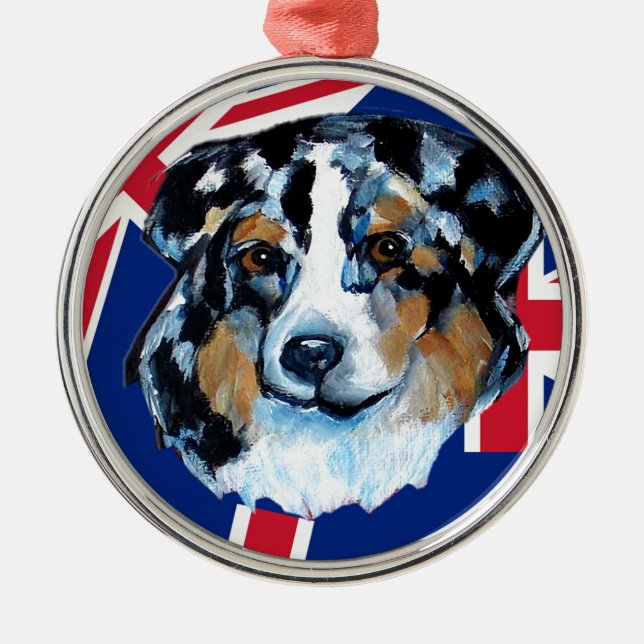 AUSTRALISK FÅRHUND JULGRANSPRYDNAD METALL (Framsidan)