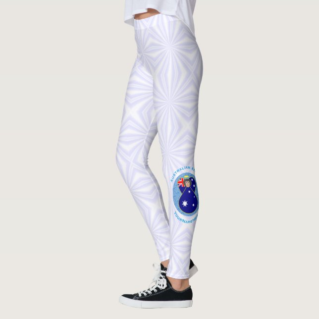 Australisk Flagga Angel i Blue Circle on White Leggings (Vänster)
