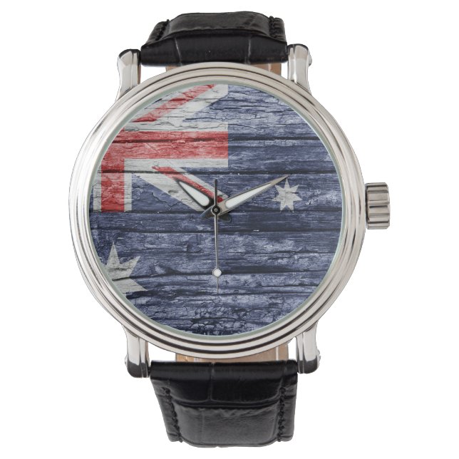 Australisk flagga av trä armbandsur (Framsida)