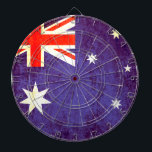 Australisk flagga föråldrad stil-bräda darttavla<br><div class="desc">Ett unikt antika flagga från stil Australien i rött,  vitt och blått skal. Designad med Australiens flagga och tillägg av lite vintage. Tillverkad av Sarah Trett. Skulle se underbar ut i ett australiskt patriotiskt pub,  sovrum eller lounge.</div>
