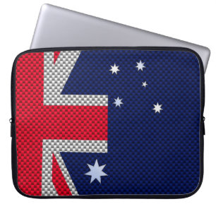 Australisk Flagga i Carbon Fiber Chrome Stil Laptop Fodral