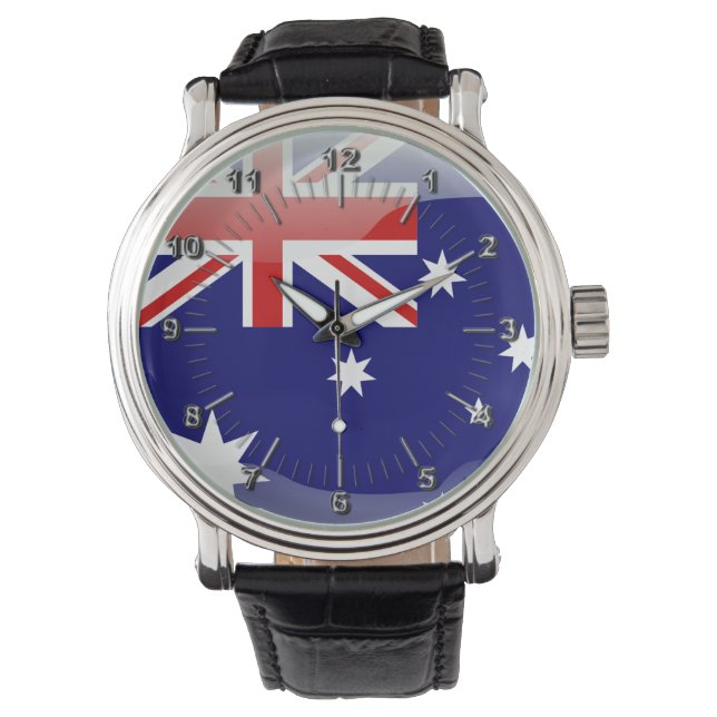 Australisk glansig flagga armbandsur (Framsida)