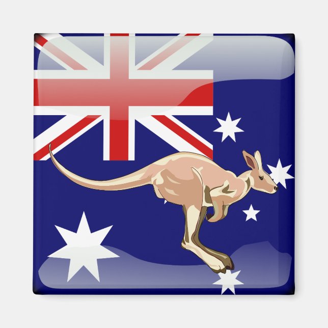 Australisk glansig flagga magnet (Framsidan)