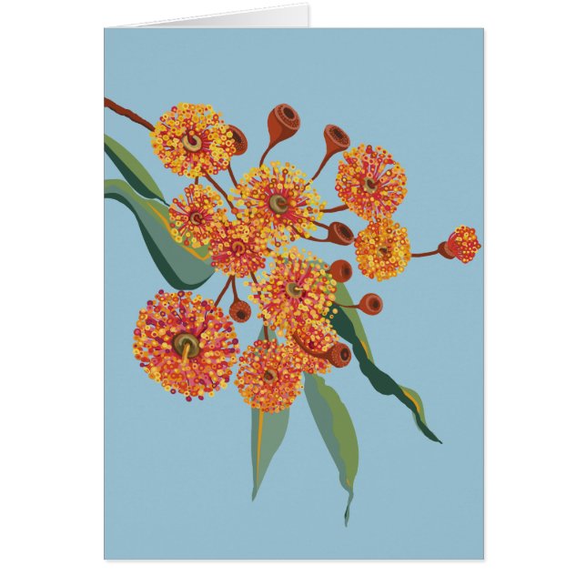 Australisk gum träd blommar hälsningskort (Framsidan)