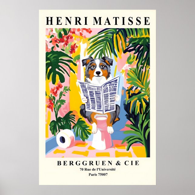 Australisk herdehund på toalett affisch i Matisse- (Framsidan)