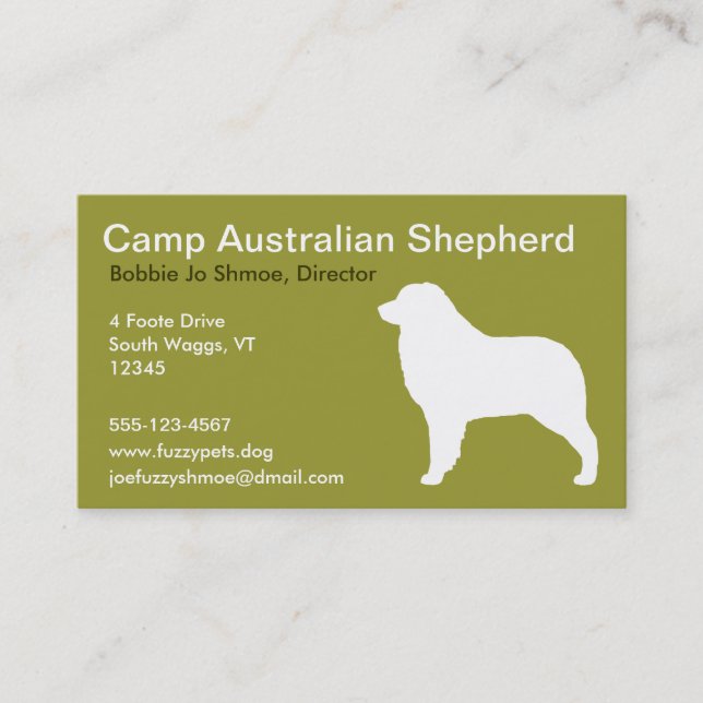 Australisk herdehund visitkort (Framsida)