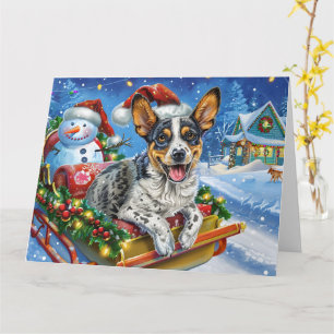 Australisk Hund i Sleigh Snö jul Kort