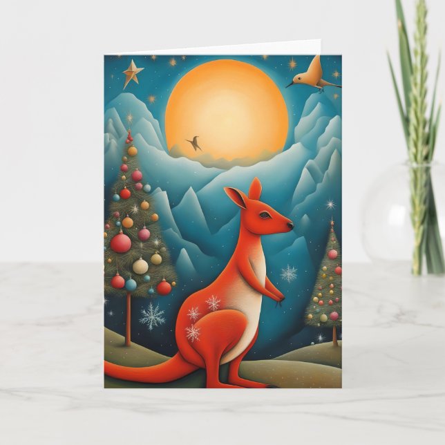 Australisk kangaroo-jul kort (Framsida)