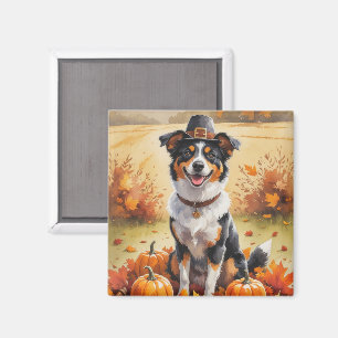 Australisk Kelpie Höstblad Thanksgiving Konst Magnet