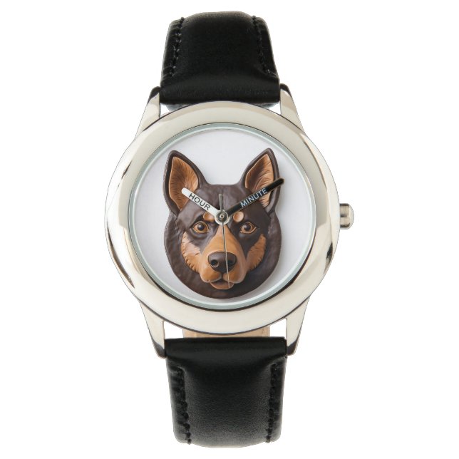 Australisk Kelpie Hund 3D Inspirerad Armbandsur (Framsida)
